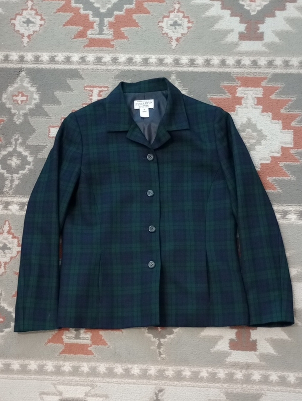 Vintage Pendleton Tartan Plaid Blazer 100% Virgin Wool 12